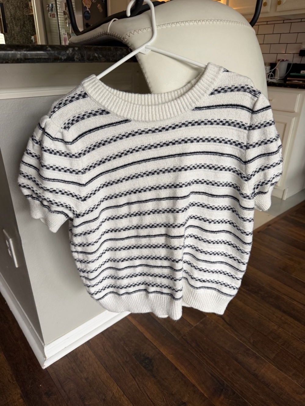 Design History White & Navy Striped Knit Top